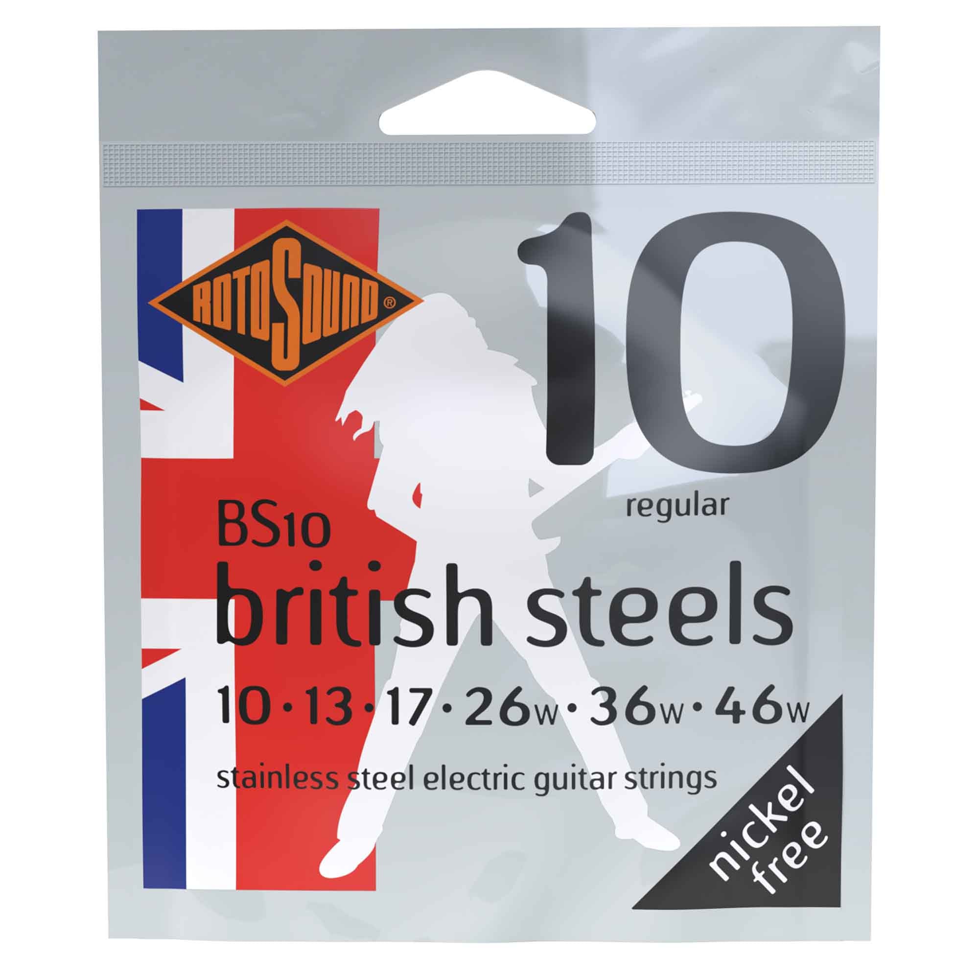 Rotosound BS10 British Steel Stainless Steel 10-46 Electric Guitar Strings