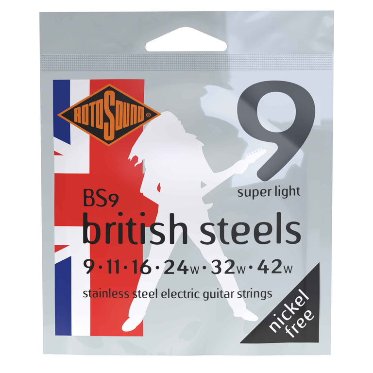 Rotosound BS9 British Steels Stainless Steel 9-42 Electric Guitar Strings