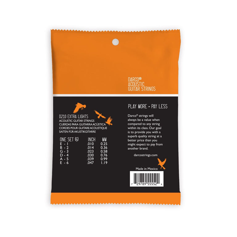 Darco Phosphor Bronze 10-47 Acoustic Guitar Strings, Extra Light