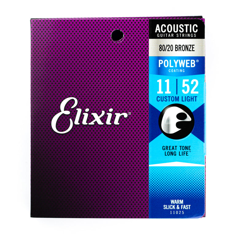Elixir Polyweb 80/20 Bronze 11-52 Acoustic Guitar Strings [11025]