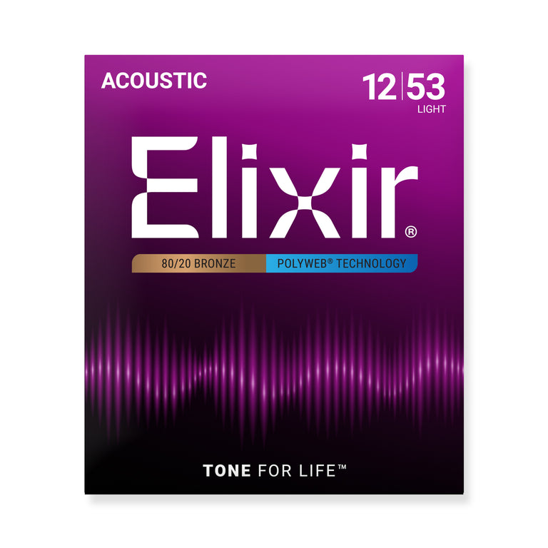 Elixir Polyweb 80/20 Bronze 12-53 Acoustic Guitar Strings [11050]
