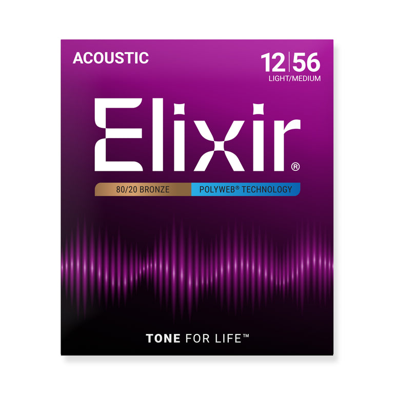 Elixir Polyweb 80/20 Bronze 12-56 Acoustic Guitar Strings [11075]