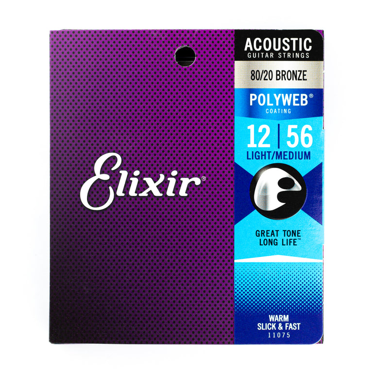 Elixir Polyweb 80/20 Bronze 12-56 Acoustic Guitar Strings [11075]