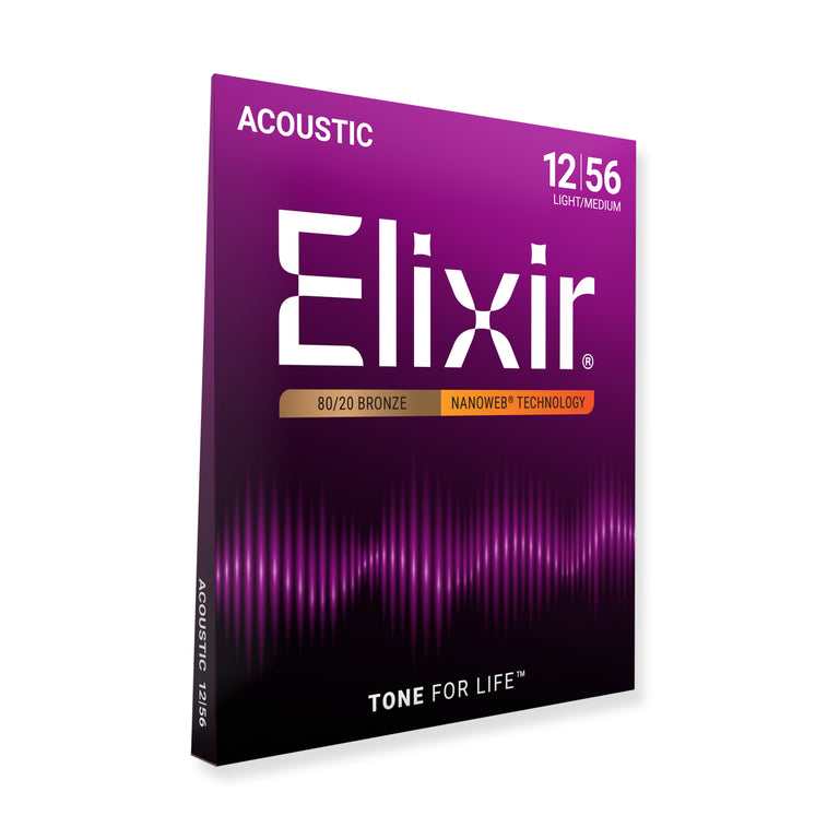 Elixir Nanoweb 80/20 Bronze 12-56 Acoustic Guitar Strings [11077]