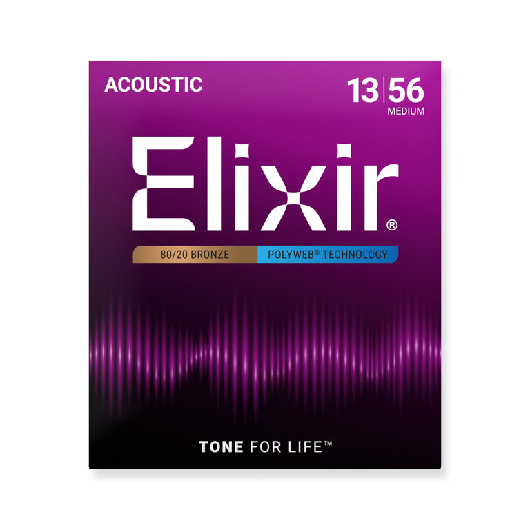 Elixir Polyweb 80/20 Bronze 13-56 Acoustic Guitar Strings [11100]