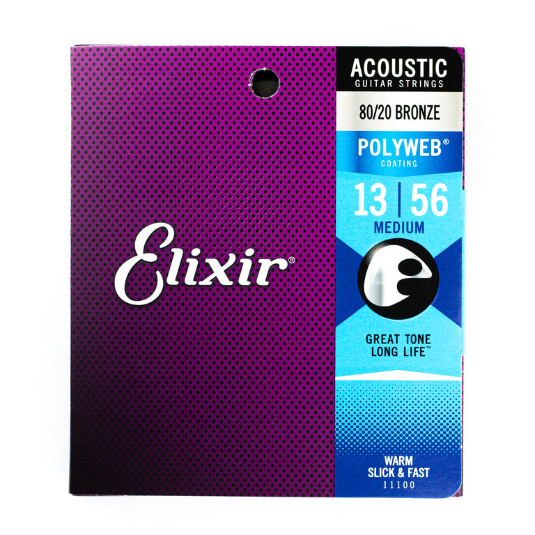 Elixir Polyweb 80/20 Bronze 13-56 Acoustic Guitar Strings [11100]