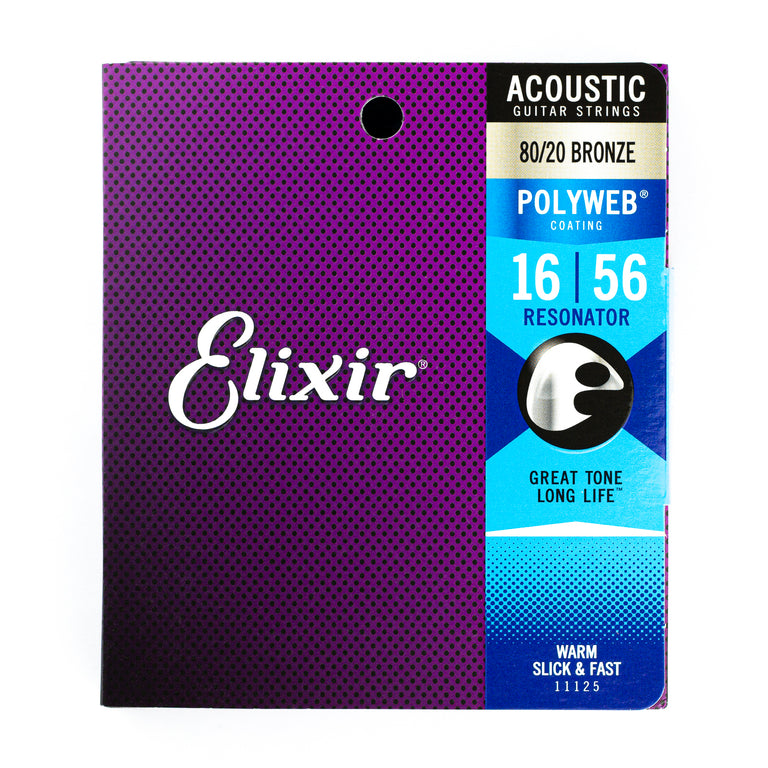 Elixir Polyweb 80/20 Bronze 16-56 Resonator Acoustic Guitar Strings [11125]