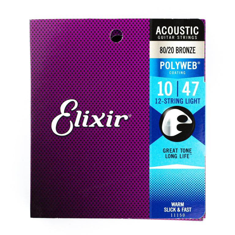 Elixir Polyweb 80/20 Bronze 12-String 10-47 Acoustic Guitar Strings [11150]