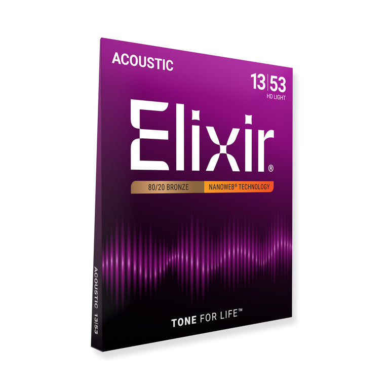 Elixir Nanoweb HD 80/20 Bronze 13-53 Acoustic Guitar Strings [11182]