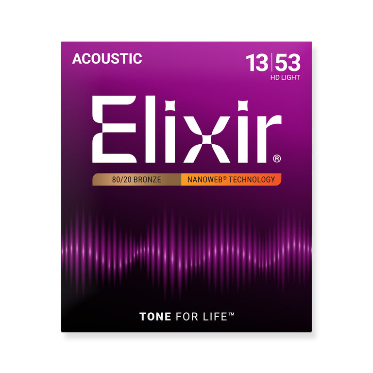 Elixir Nanoweb HD 80/20 Bronze 13-53 Acoustic Guitar Strings [11182]