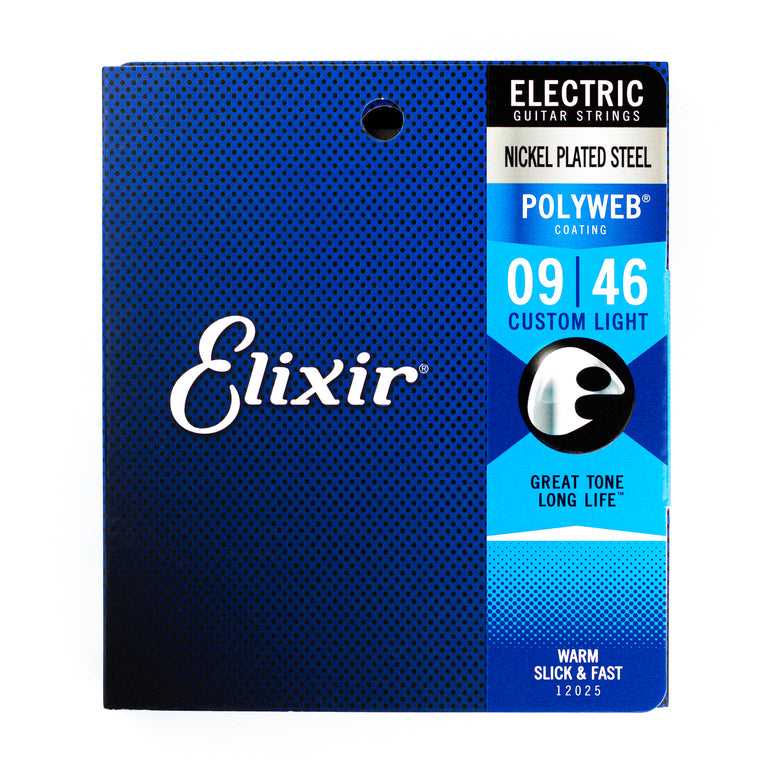 Elixir Polyweb Nickel Wound 9-46 Electric Guitar Strings, Custom Light [12025]