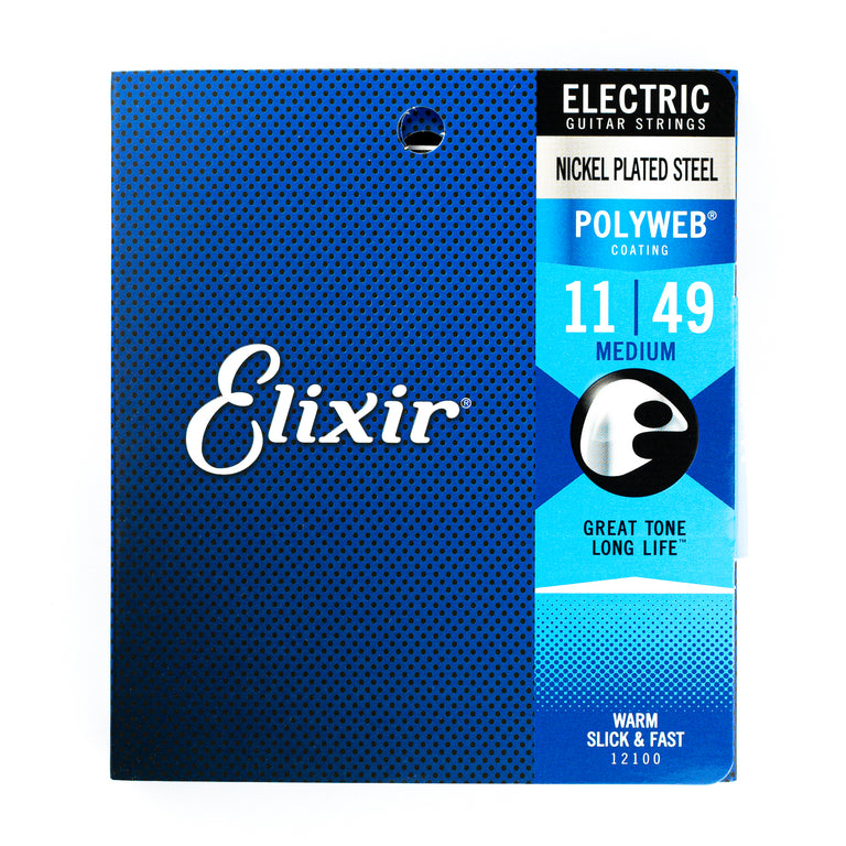 Elixir Polyweb Nickel Wound 11-49 Electric Guitar Strings, Medium [12100]
