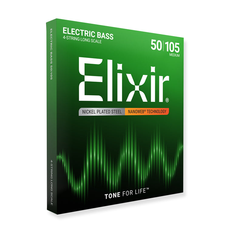 Elixir Nanoweb Nickel Wound 50-105 Bass Guitar Strings, Long Scale [14102]