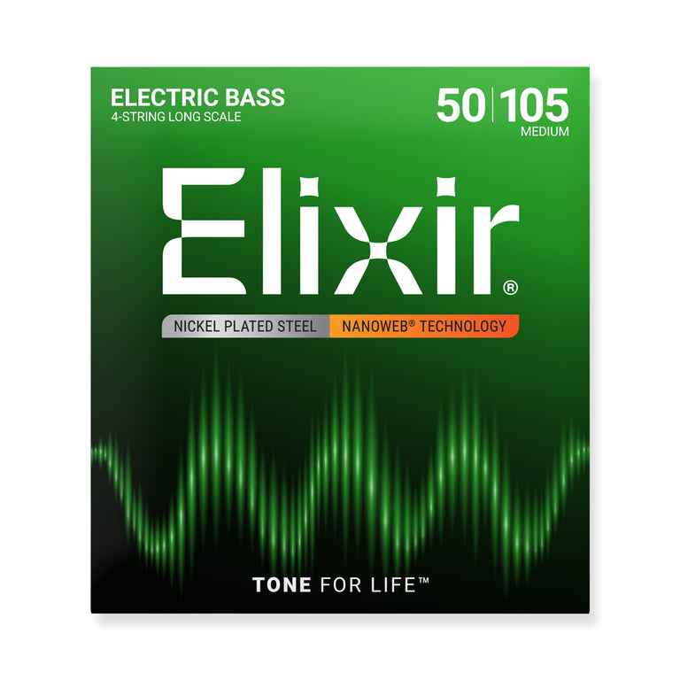 Elixir Nanoweb Nickel Wound 50-105 Bass Guitar Strings, Long Scale [14102]