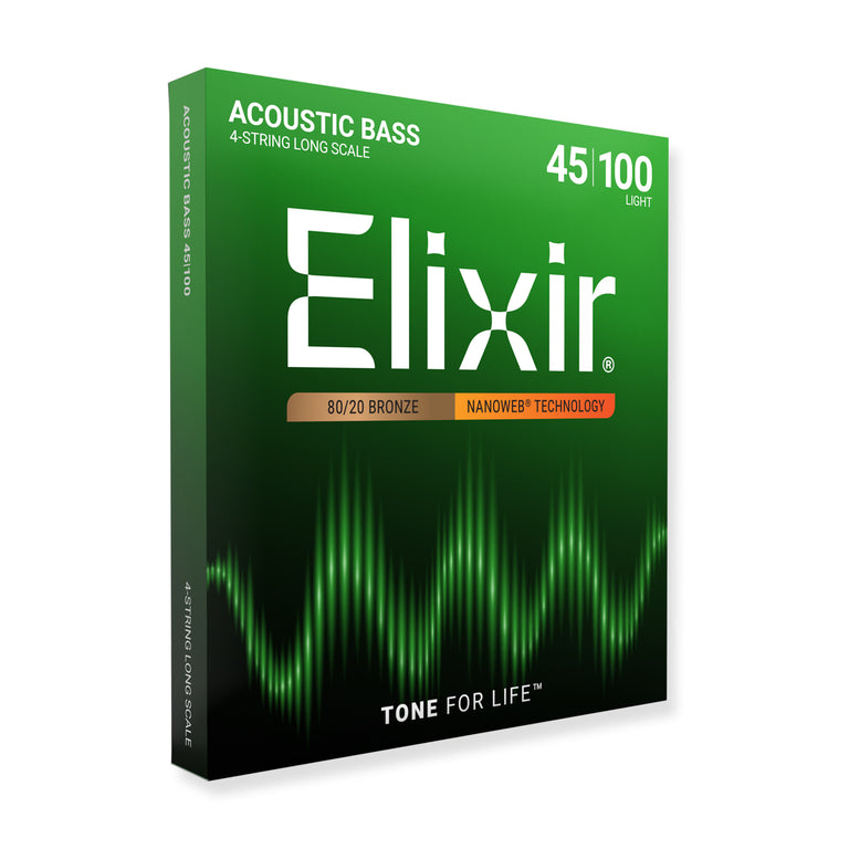 Elixir Nanoweb 80/20 Bronze 45-100 Acoustic Bass Guitar Strings [14502]