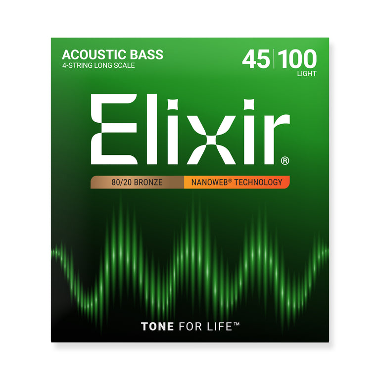 Elixir Nanoweb 80/20 Bronze 45-100 Acoustic Bass Guitar Strings [14502]