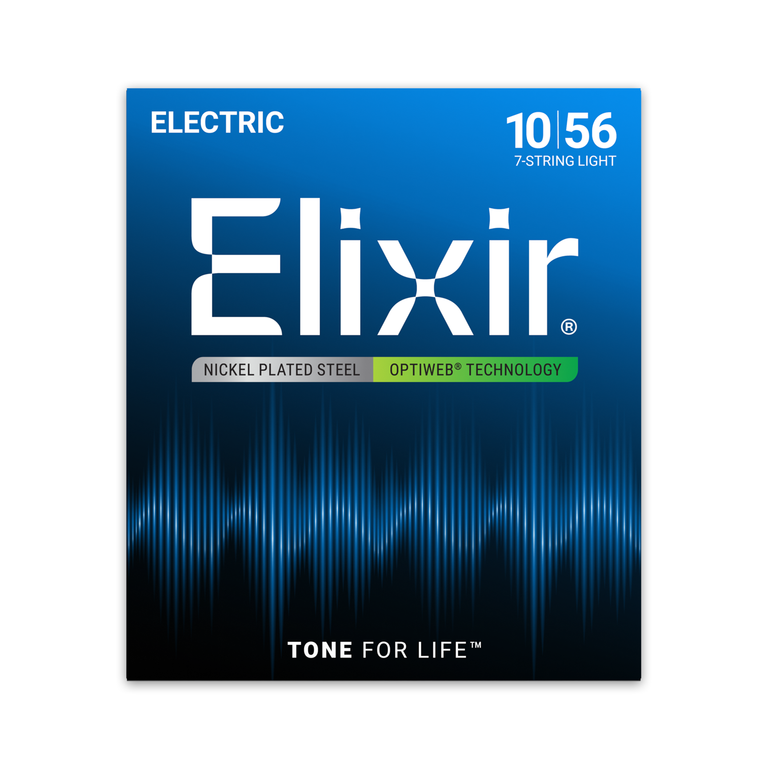 Elixir Optiweb Nickel Wound 7-String 10-56 Electric Guitar Strings, Light [19057]
