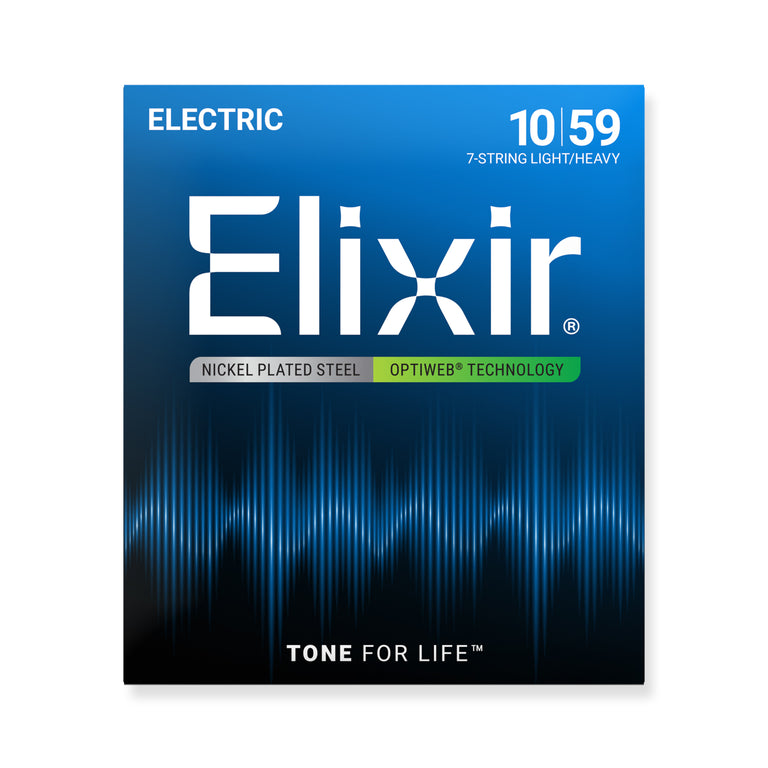 Elixir Optiweb Nickel Wound 7-String 10-59 Electric Guitar Strings, Light/Medium [19074]