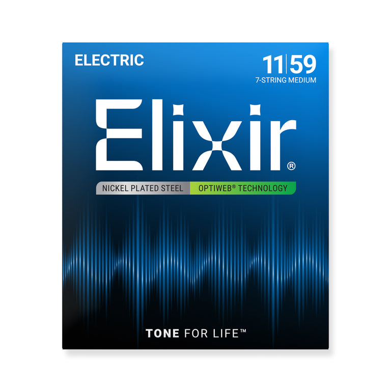 Elixir Optiweb Nickel Wound 7-String 11-59 Electric Guitar Strings, Medium [19106]
