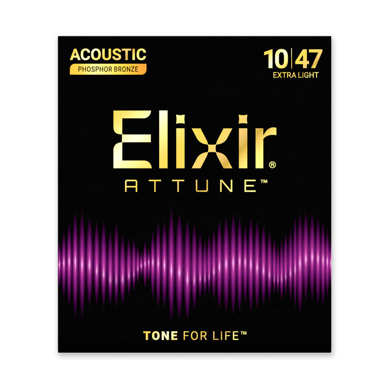 Elixir ATTUNE Phosphor Bronze 10-47 Acoustic Guitar Strings, Extra Light