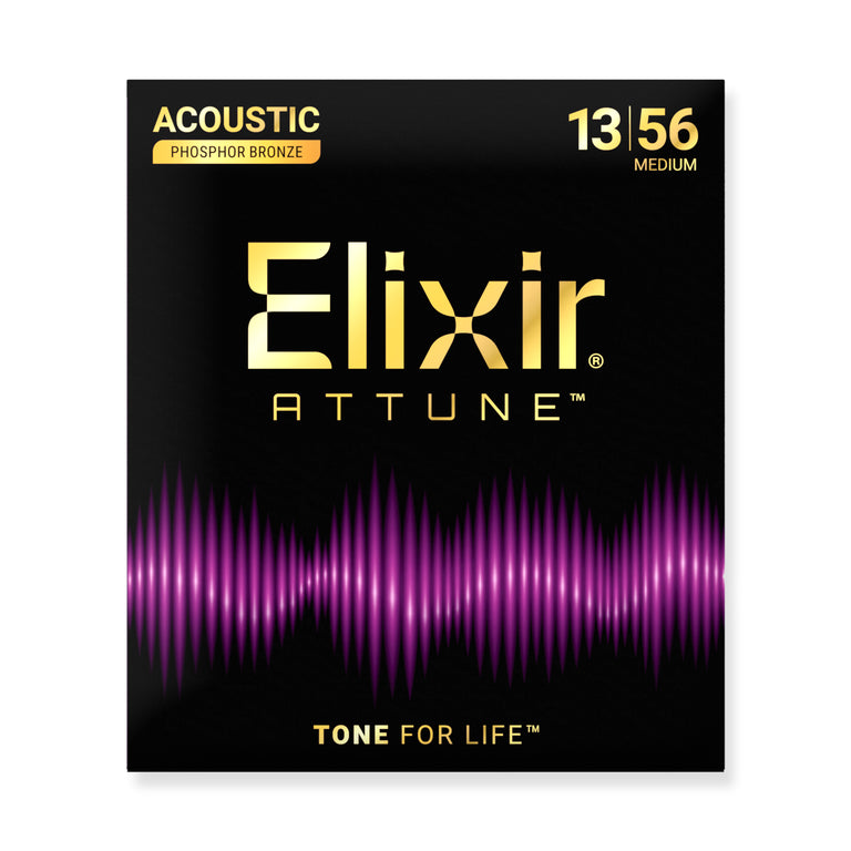 Elixir ATTUNE Phosphor Bronze 13-56 Acoustic Guitar Strings, Medium