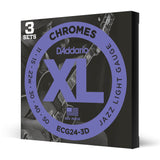 D'Addario ECG24 Chromes Flatwound 11-50 Electric Guitar Strings, 3-Pack