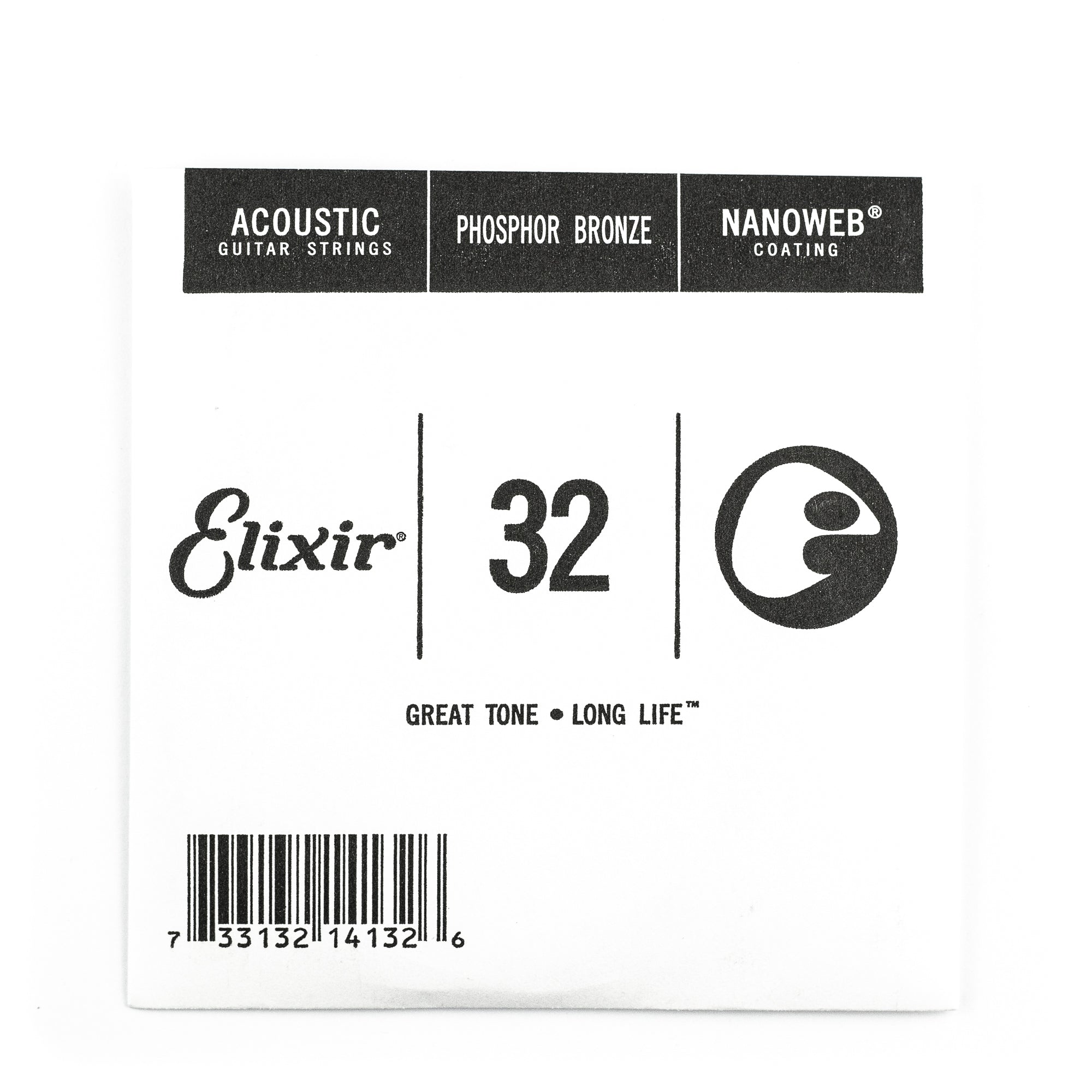 Elixir Nanoweb Phosphor Bronze 32 .032 Acoustic Guitar Single Strin Strings Direct