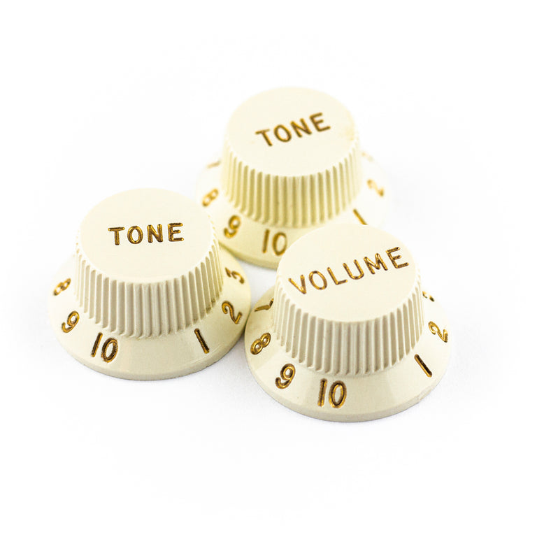 Fender Stratocaster Control Knobs Set, Volume & 2x Tone, Parchment