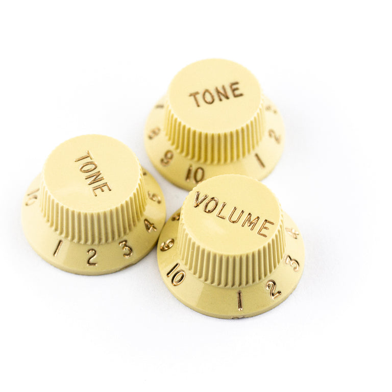 Fender Stratocaster Control Knobs Set, Volume & 2x Tone, Aged White