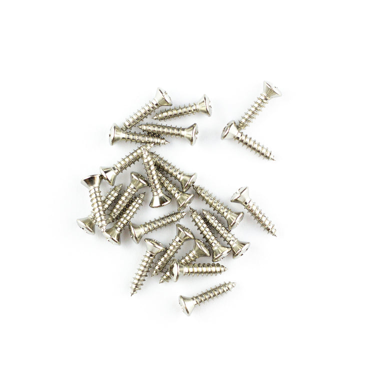 Fender Pickguard, Backplate, and Control Plate Mounting Screws, Chrome