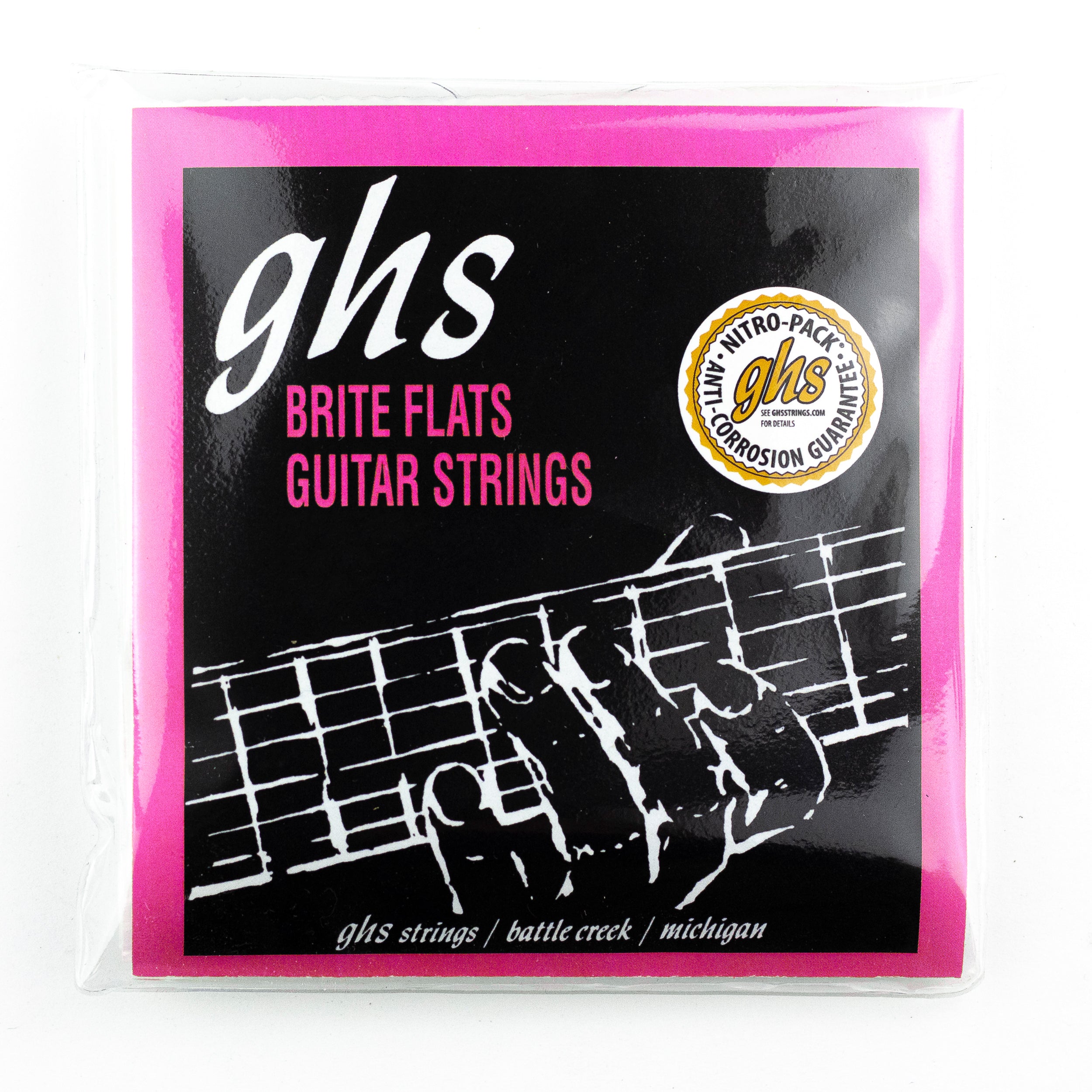 GHS Brite Flats Alloy 52 Groundwound 9-42 Electric Guitar Strings, Extra Light