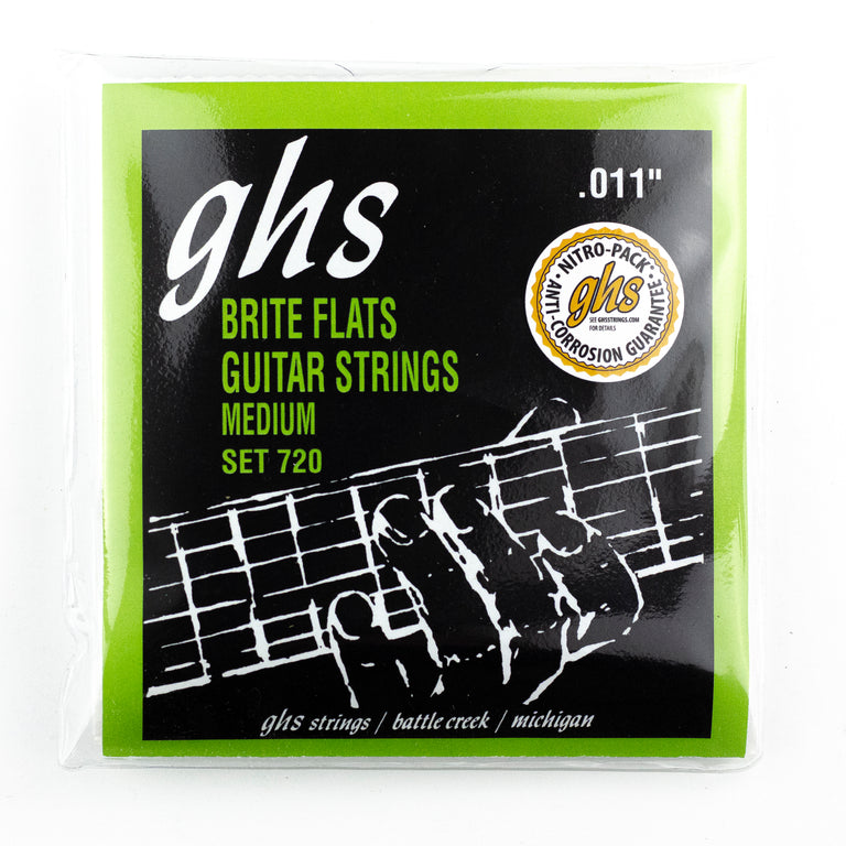 GHS Brite Flats Alloy 52 Groundwound 11-50 Electric Guitar Strings, Medium