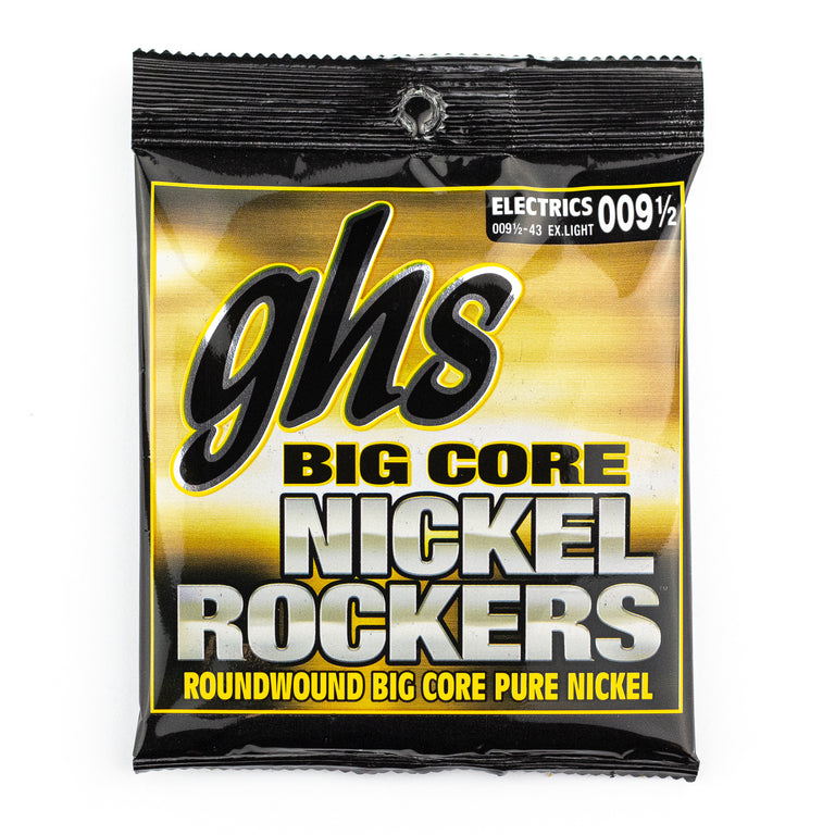 GHS Big Core Nickel Rockers Pure Nickel 9.5-43 Electric Guitar Strings, Extra Light