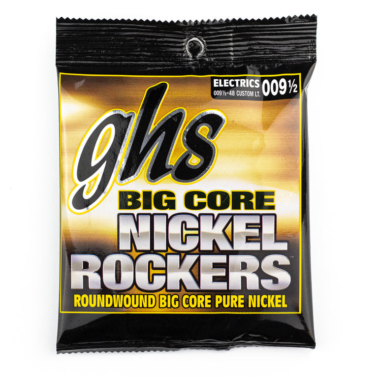 GHS Big Core Nickel Rockers Pure Nickel 9.5-48 Electric Guitar Strings, Custom Light