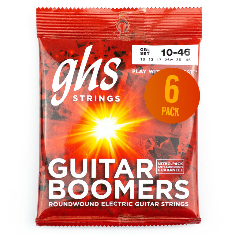 GHS Boomers Dynamite Nickel Alloy 10-46 Electric Guitar Strings, Light, 6-Pack
