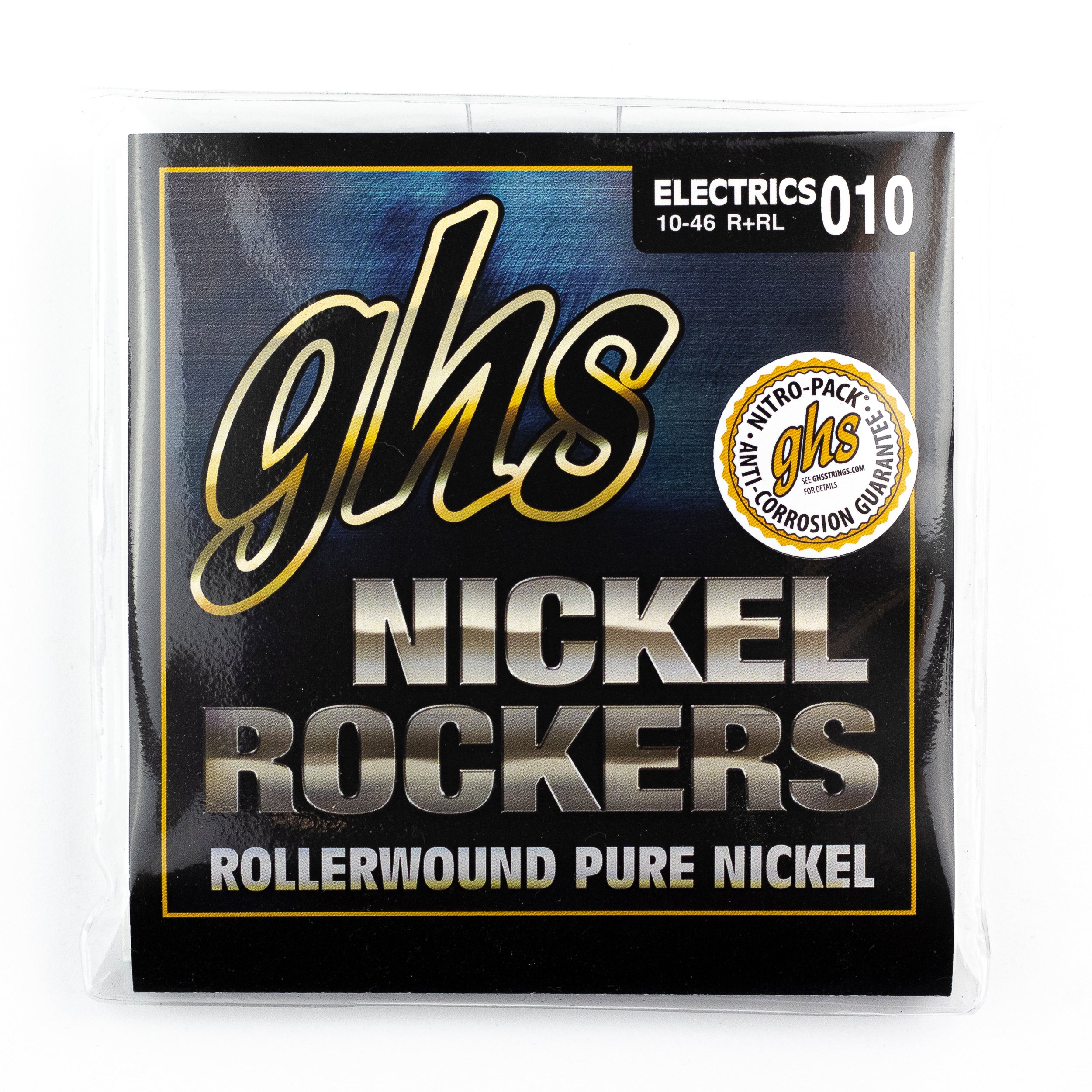 GHS Nickel Rockers Pure Nickel Rollerwound 10-46 Electric Guitar Strings, Light