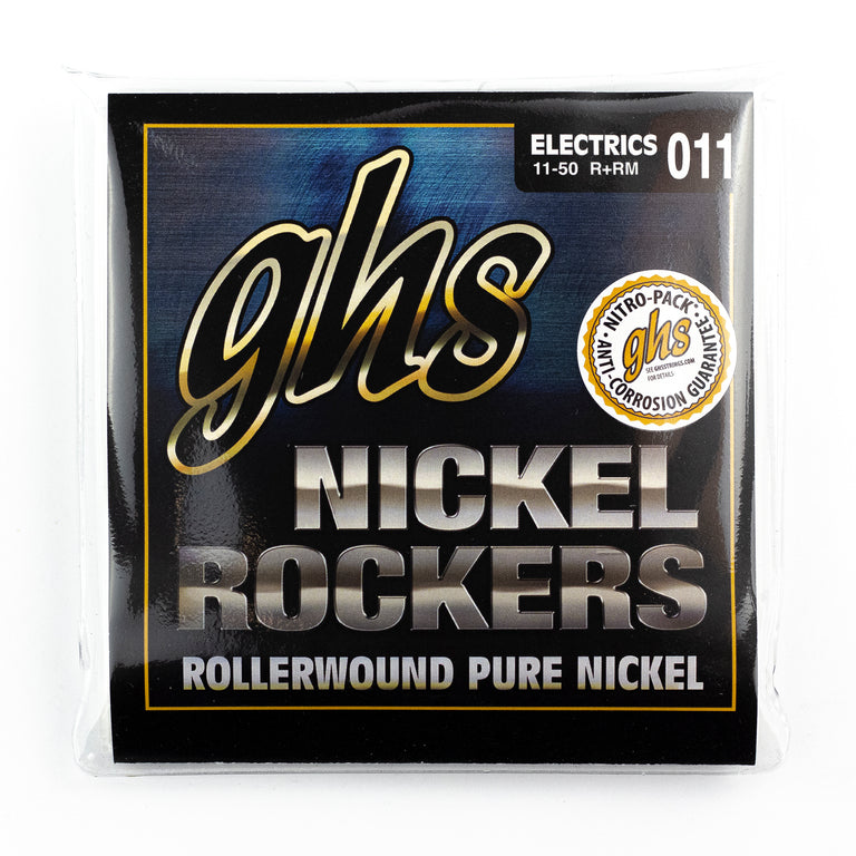 GHS Nickel Rockers Pure Nickel Rollerwound 11-50 Electric Guitar Strings, Medium