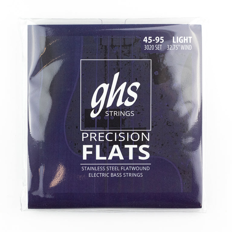 GHS Precision Flats Stainless Steel 45-95 Bass Guitar Strings, Short Scale [3020]