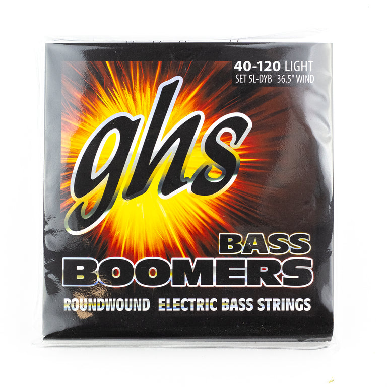 GHS Bass Boomers Nickel Wound 40-120 5-String Bass Guitar Strings, Long Scale [5L-DYB]