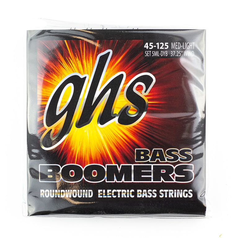 GHS Bass Boomers Nickel Wound 45-126 5-String Bass Guitar Strings, Long Scale [5ML-DYB]