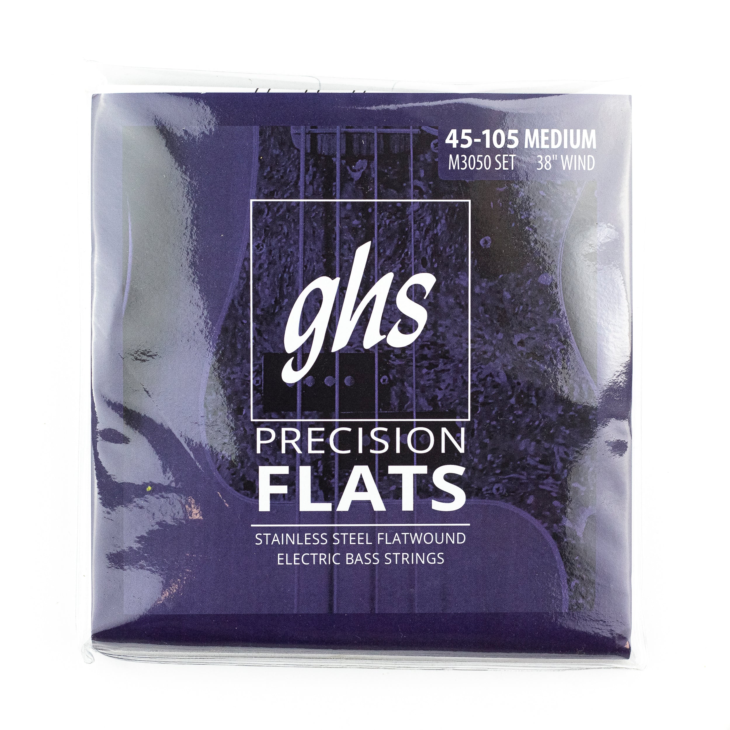 GHS 4-Strings Precision Flats Stainless Steel Flatwound 45-105 Long Scale Plus Bass Guitar Strings M3050