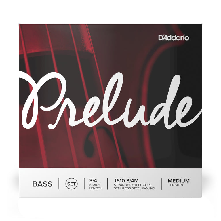 D'Addario Prelude Medium Tension Double Bass Strings, 3/4 Standard Scale