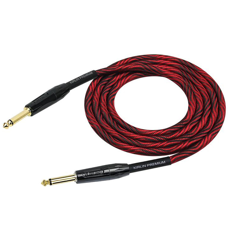 Kirlin Premium Red Wave Fabric 10' (3m) Guitar Cable, Straight-Straight
