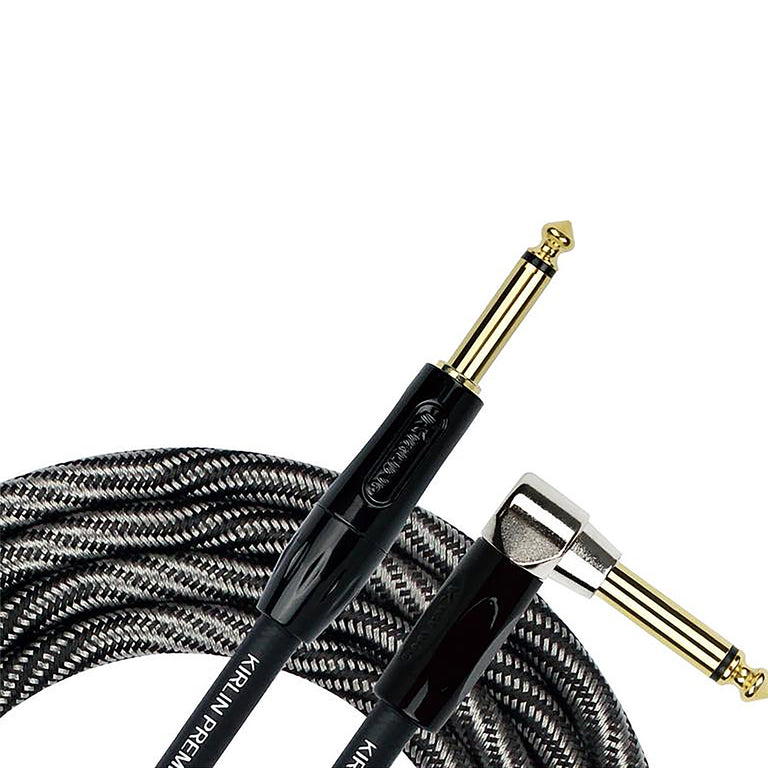 Kirlin Premium Black-Grey Wave Fabric 10' (3m) Guitar Cable, Straight-Angled