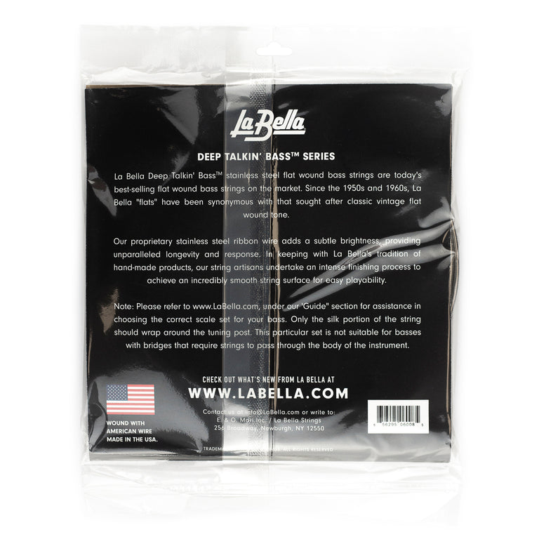 La Bella Deep Talkin' Bass Flatwound Stainless Steel 45-105 Bass Guitar Strings, Long Scale [760FS]