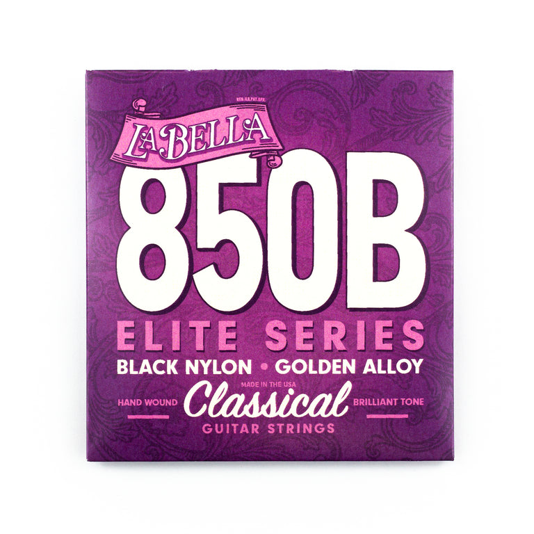 La Bella 850B Elite, Black Nylon & Golden Alloy, Classical Guitar Strings, Medium Tension