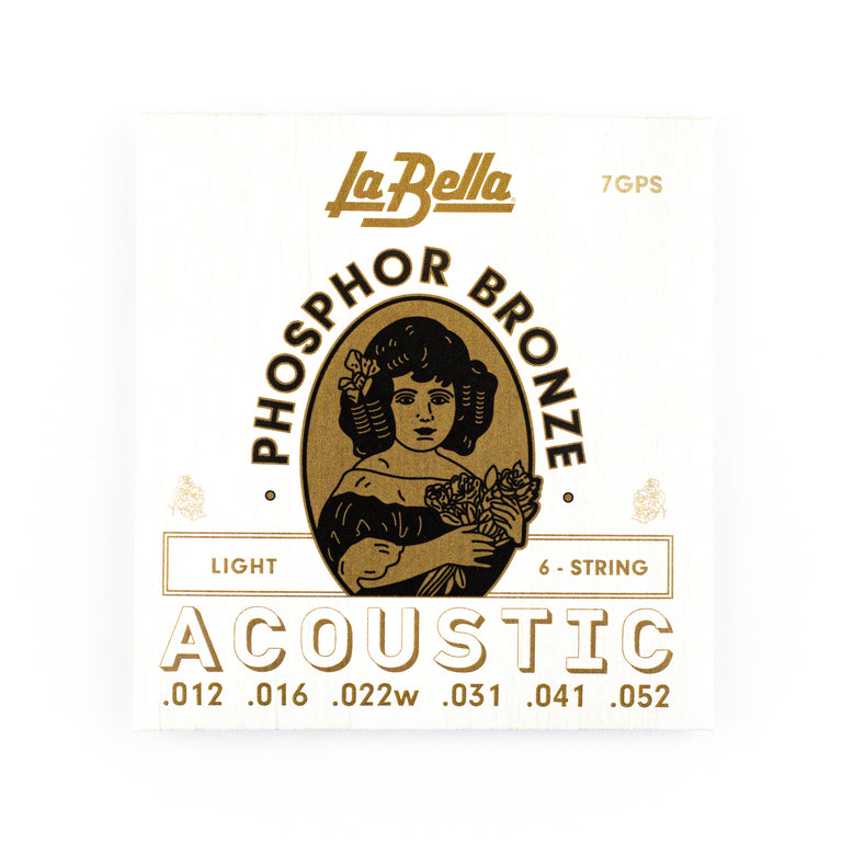 La Bella Phosphor Bronze 12-52 Acoustic Guitar Strings, Light [7GPS]