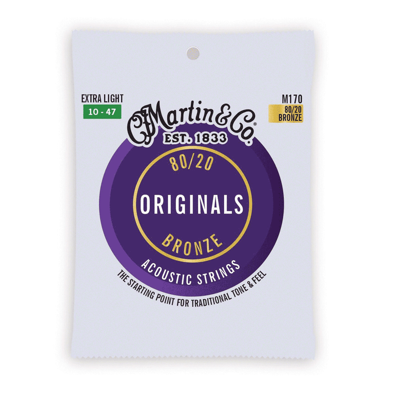 Martin Originals 80/20 Bronze 10-47 Acoustic Guitar Strings, Extra Light
