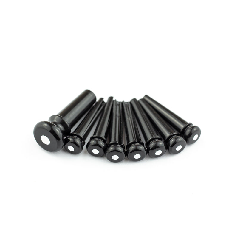 Martin Acoustic Guitar Bridge Pin Set, Black w/ White Inlay