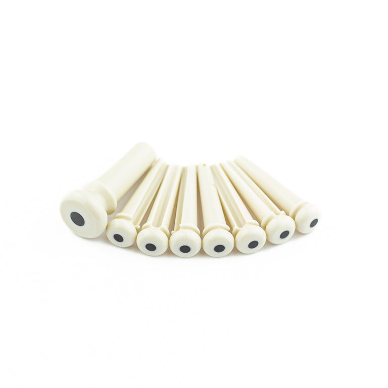 Martin Acoustic Guitar Bridge Pin Set, White w/ Black Dot